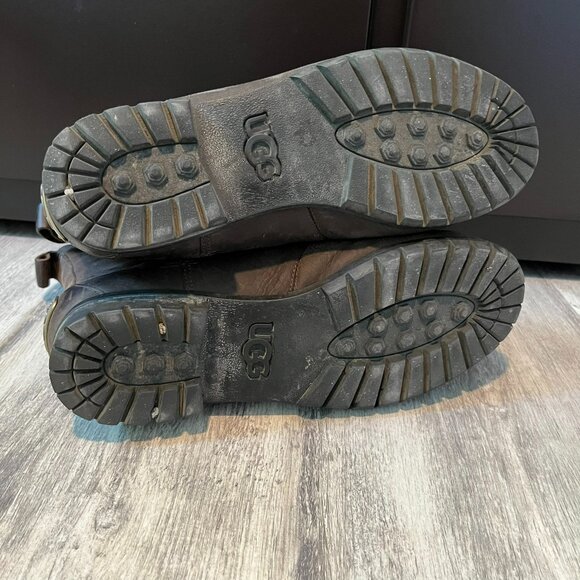 UGG Ramos Brown Ankle Boots, Water Resistant Leather + Shearling, Women's US 6.5 - Picture 10 of 11